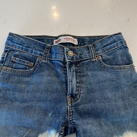 Levi's Performance 511 Slim Destroyed Denim Jean Shorts Size Youth 10 - Picture 2 of 5